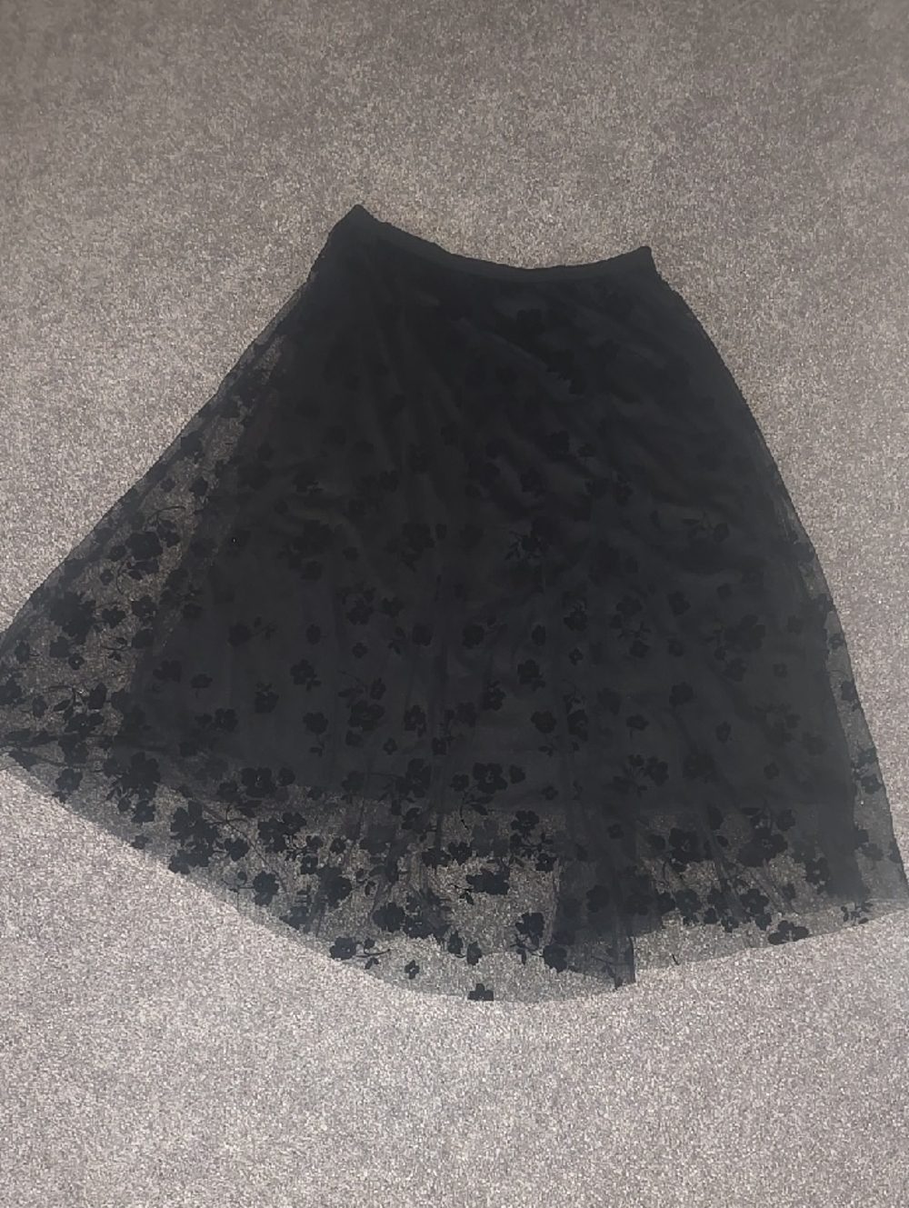 Black Floral Lace A-Line Skirt